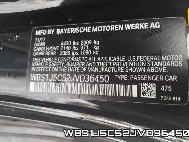 WBS1J5C52JVD36450 2018 BMW M2