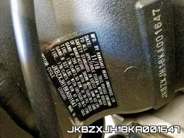 JKBZXJH18KA001647 2019 Kawasaki ZX636, K