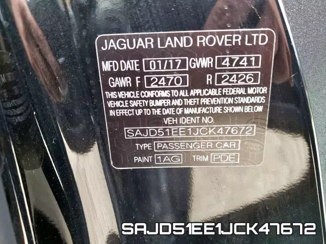 SAJD51EE1JCK47672 2018 Jaguar F-Type, R