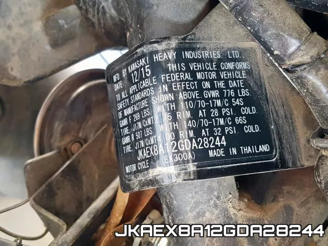 JKAEX8A12GDA28244 2016 Kawasaki EX300, A