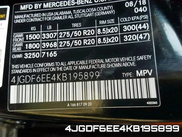 4JGDF6EE4KB195899 2019 Mercedes-Benz GLS-Class,  450 4Matic