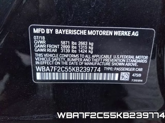 WBA7F2C55KB239774 2019 BMW Alpina