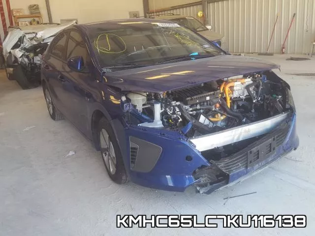 KMHC65LC7KU116138 2019 Hyundai Ioniq, Blue
