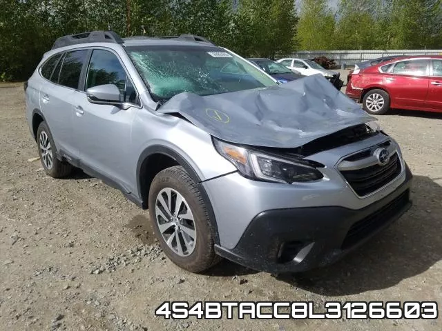 4S4BTACC8L3126603 2020 Subaru Outback, Premium