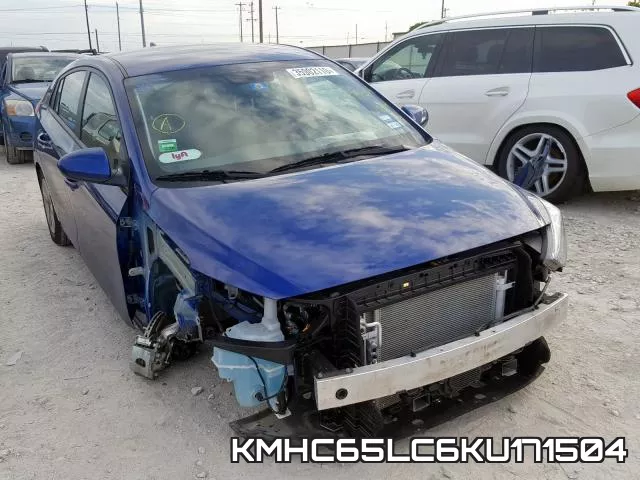 KMHC65LC6KU171504 2019 Hyundai Ioniq, Blue