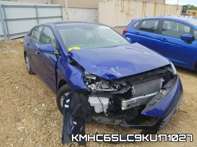 KMHC65LC9KU171027 2019 Hyundai Ioniq, Blue
