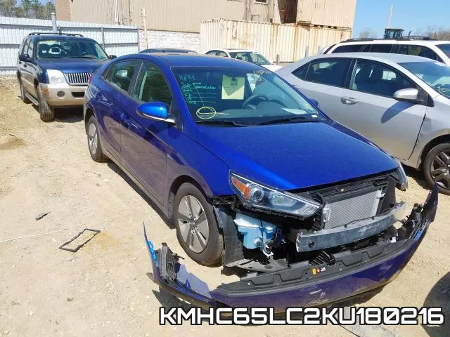 KMHC65LC2KU180216 2019 Hyundai Ioniq, Blue