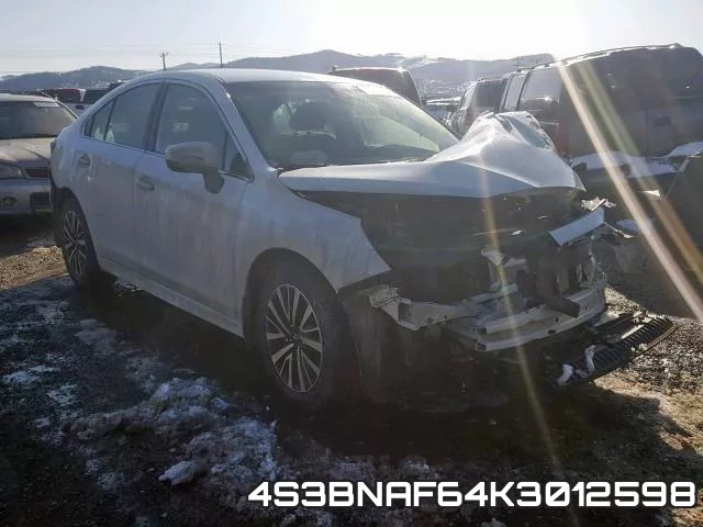 4S3BNAF64K3012598 2019 Subaru Legacy, 2.5I Premium