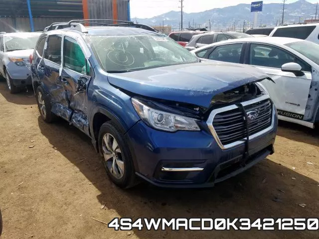 4S4WMACD0K3421250 2019 Subaru Ascent, Premium