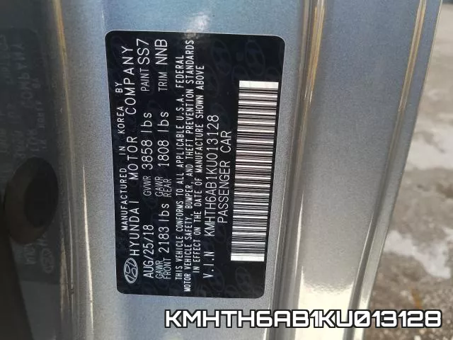 KMHTH6AB1KU013128 2019 Hyundai Veloster, Turbo