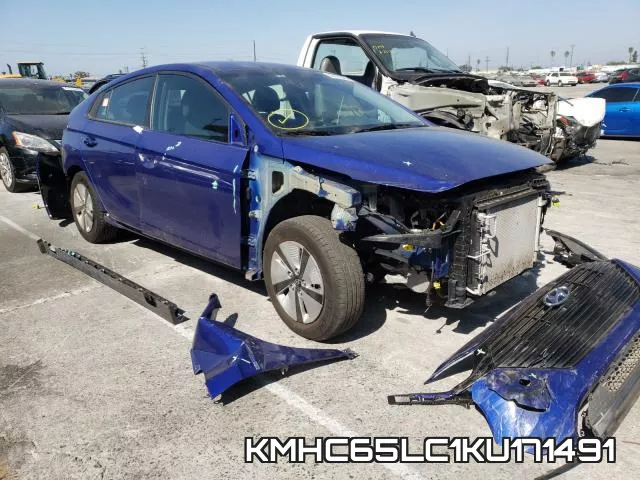 KMHC65LC1KU171491 2019 Hyundai Ioniq, Blue