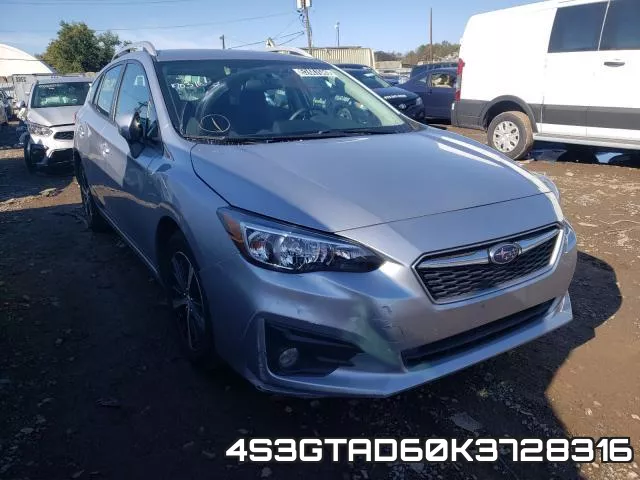 4S3GTAD60K3728316 2019 Subaru Impreza, Premium