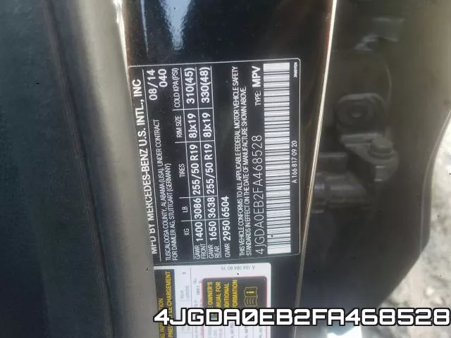 4JGDA0EB2FA468528 2015 Mercedes-Benz ML-Class,  250 Bluetec