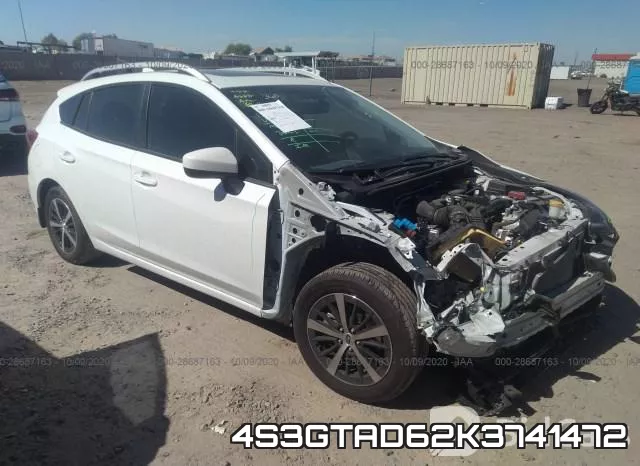 4S3GTAD62K3741472 2019 Subaru Impreza, Premium