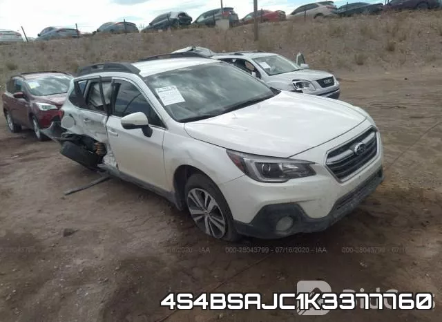 4S4BSAJC1K3377760 2019 Subaru Outback, Limited