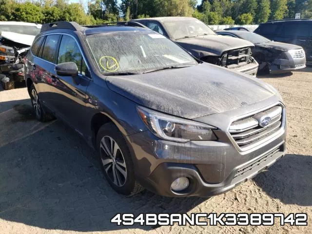 4S4BSANC1K3389742 2019 Subaru Outback, 2.5I Limited